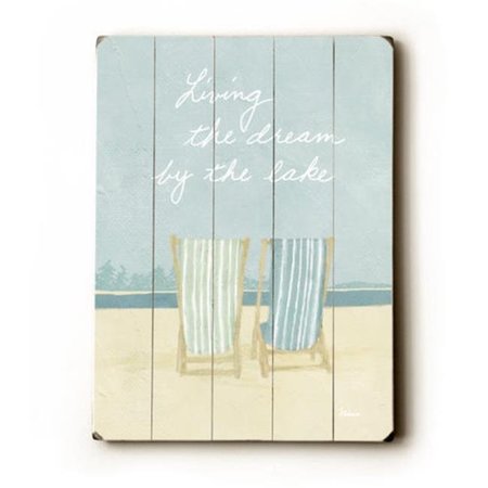 ONE BELLA CASA One Bella Casa 0402-7998-25 9 x 12 in. Living the dream by the lake Solid Wood Wall Decor by Flavia 0402-7998-25